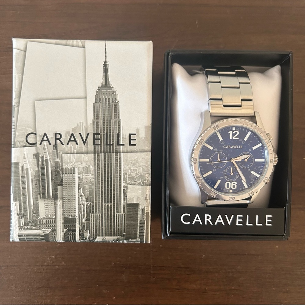 NEW Caravelle by Bulova Watch Silver Blue